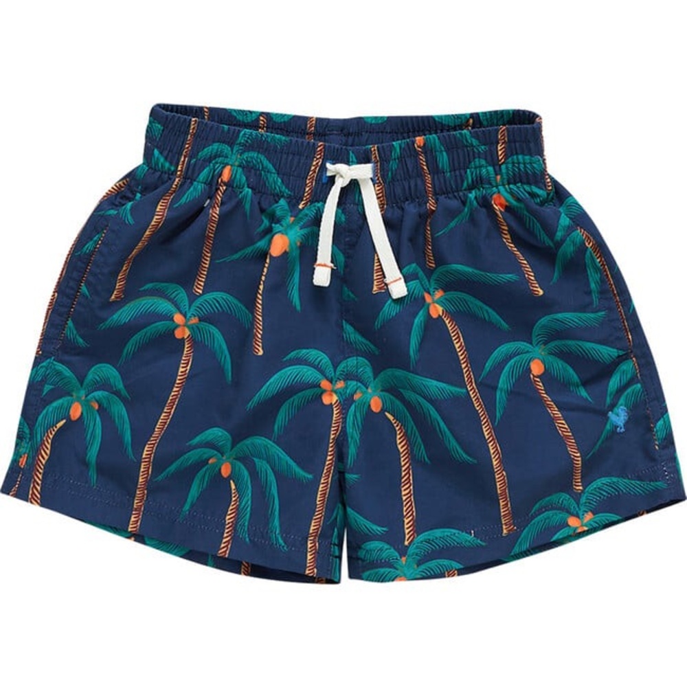 Blue Rooster Boys Swim Trunk, Navy Palm Trees, 5Y